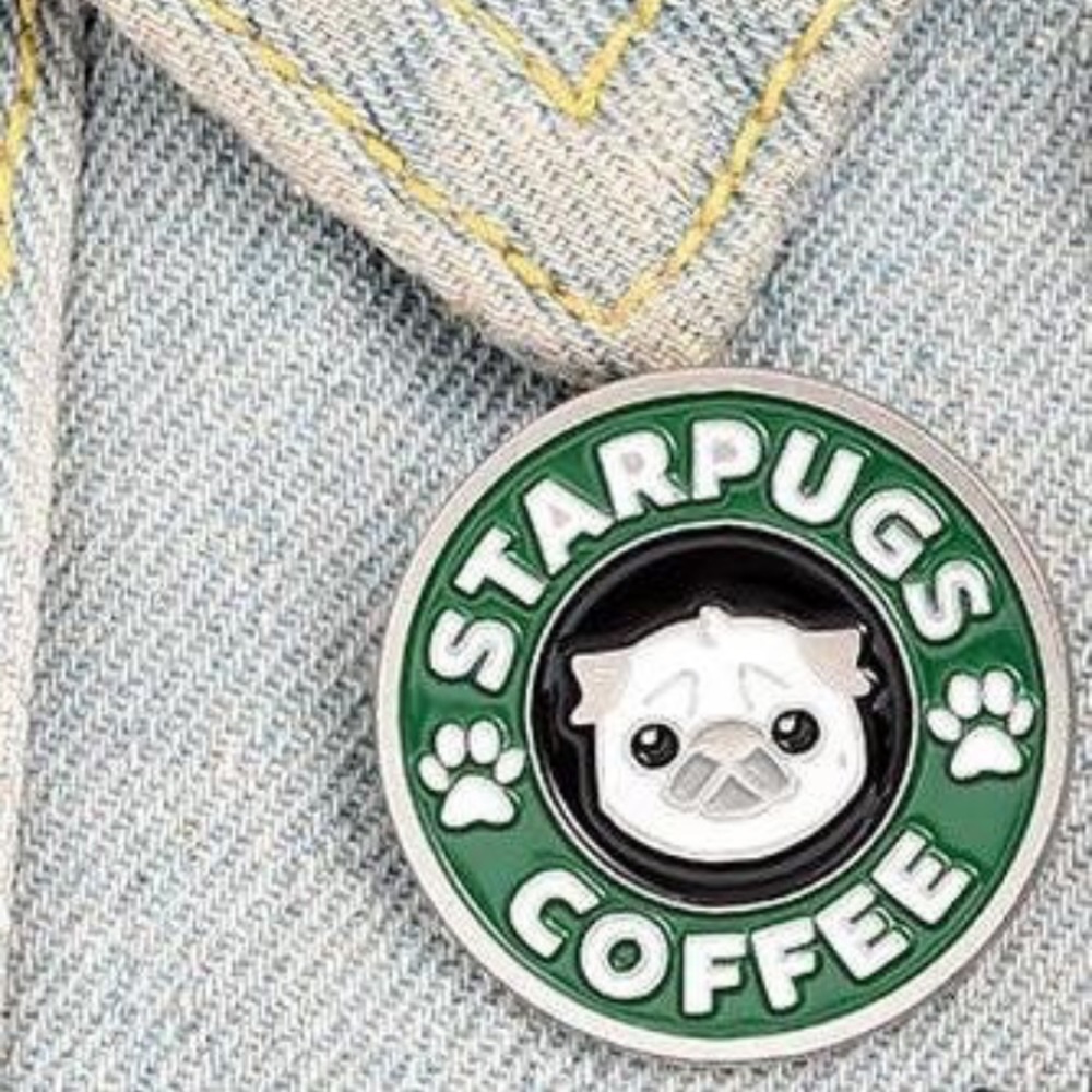 🎉 New Starpugs Coffee Enamel Brooch Pin - Picture 3 of 7